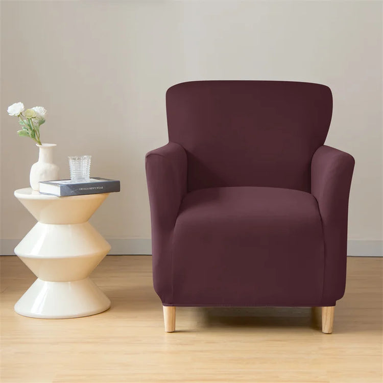 Housse pour fauteuil club en lycra imperméable marron