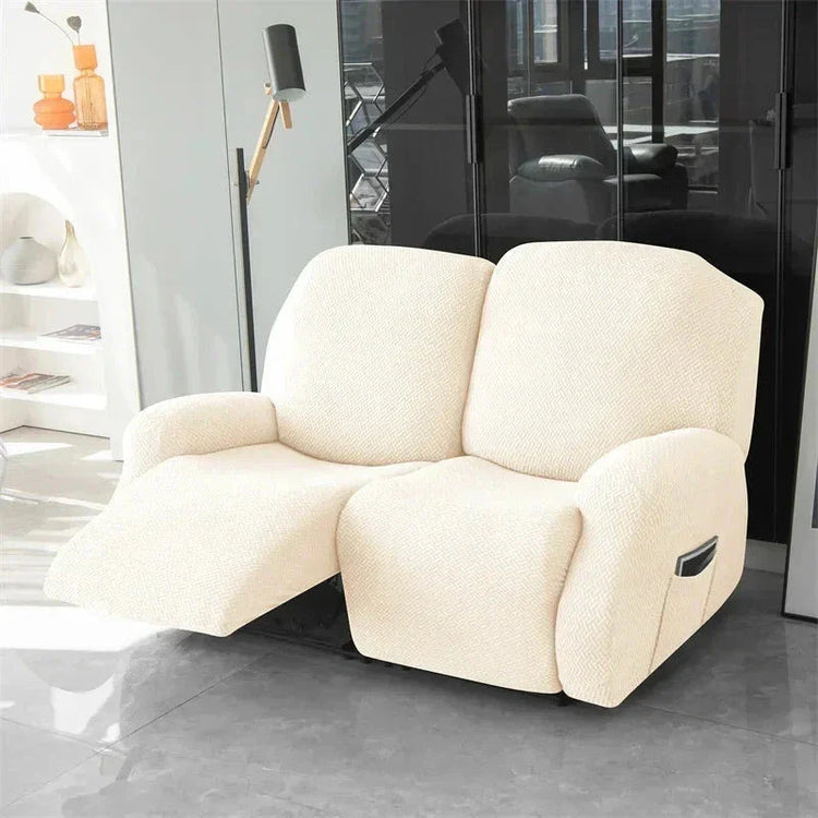 Housse canapé relax 2 places beige velours damassé  