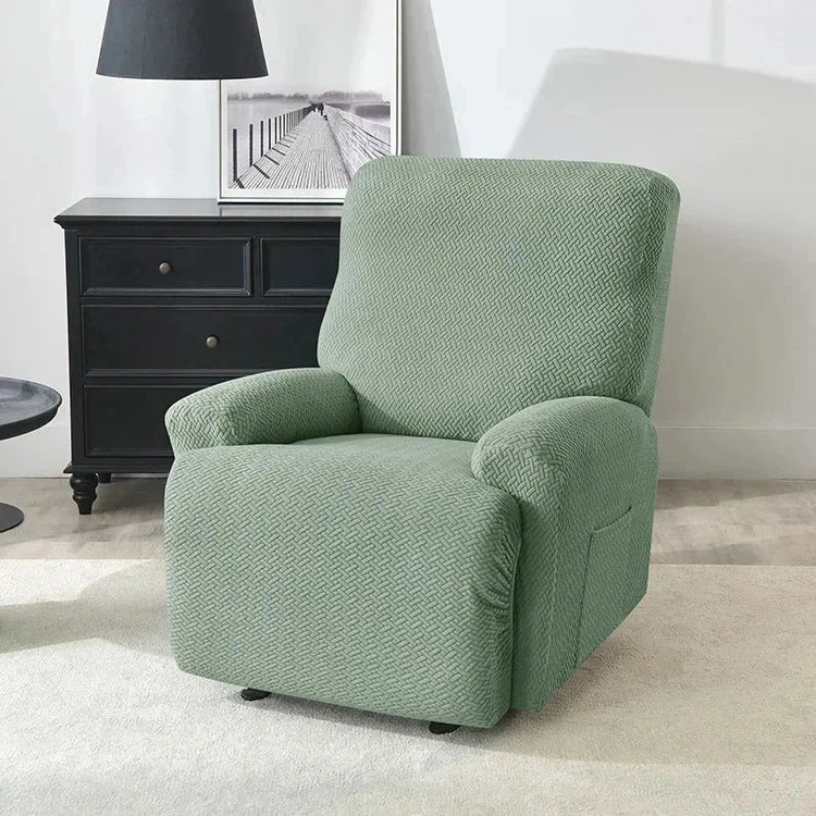 Housse fauteuil relax vert matcha velours damassé  