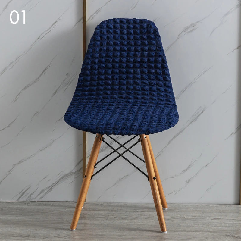 Housse de chaise scandinave gaufrée bleue marine