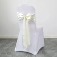 Ceinture ruban pour chaise de mariage en satin ivoire
