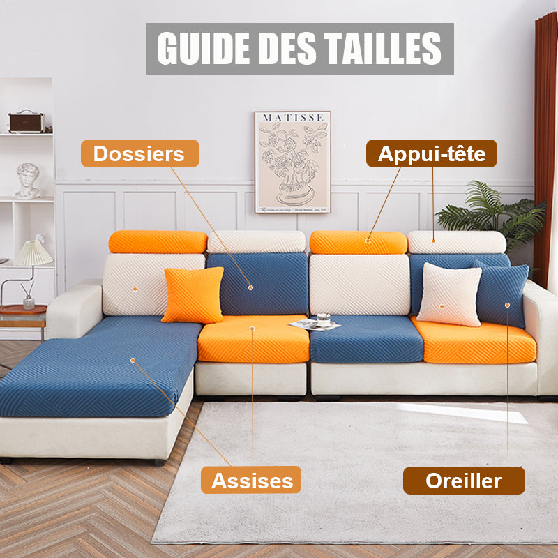 Guide des tailles housse coussin de canapé