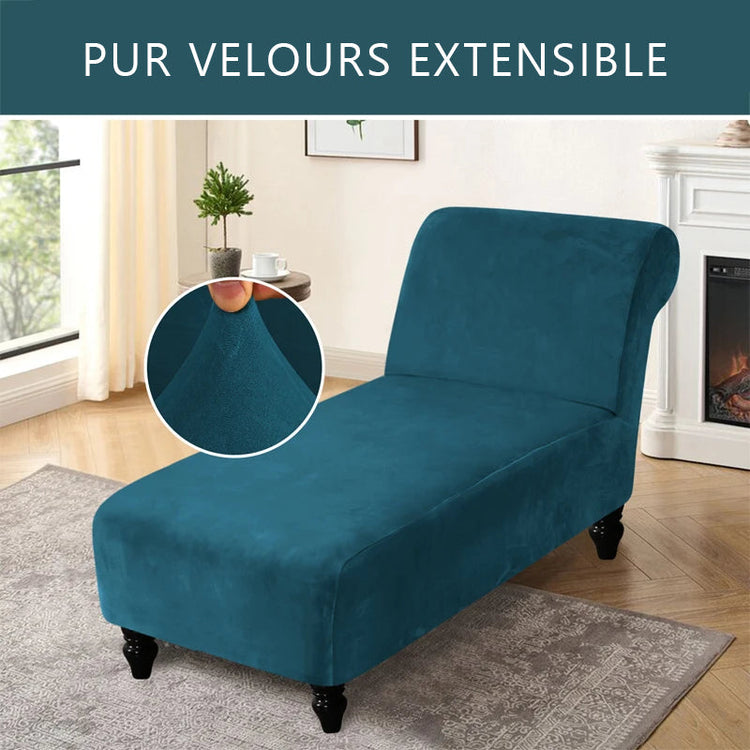 Housse pour méridienne seule pur velours turquoise