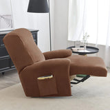 housse pour fauteuil relaxation velours 4 pièces marron