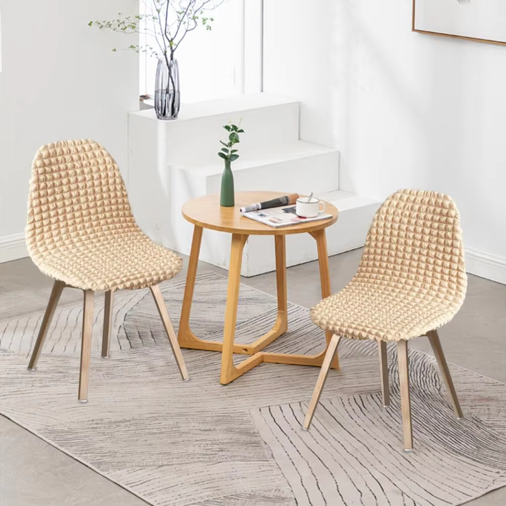 Housse de chaise scandinave gaufrée beige