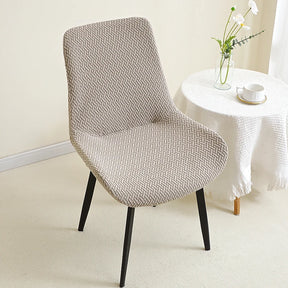 housse de chaise scandinave assise et dossier incurvé taupe