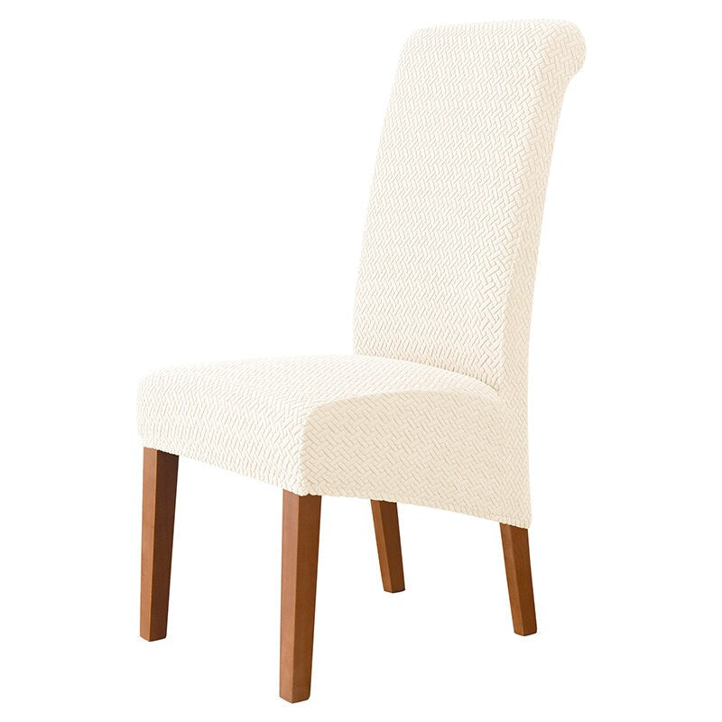 Housses de chaises hautes velours damassé  beige