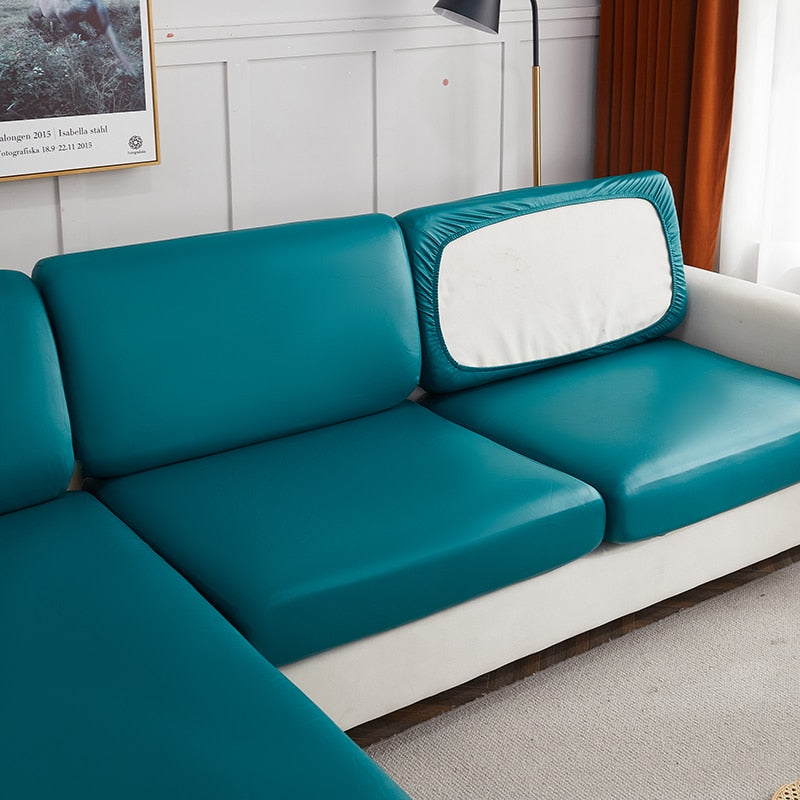 housses de coussins de canapé simili cuir turquoise