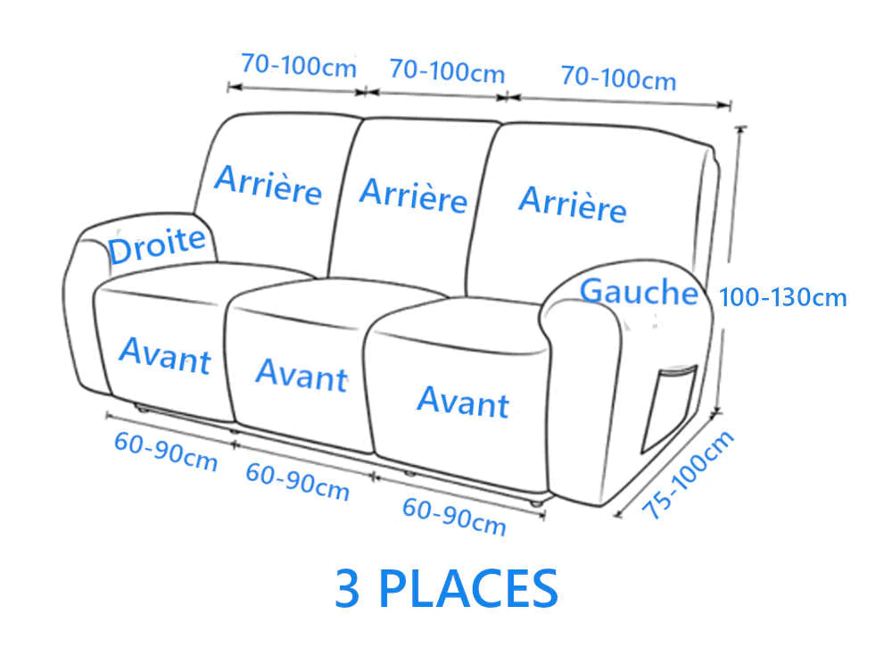 guide tailles housse pour canapé relax releveur 3 places