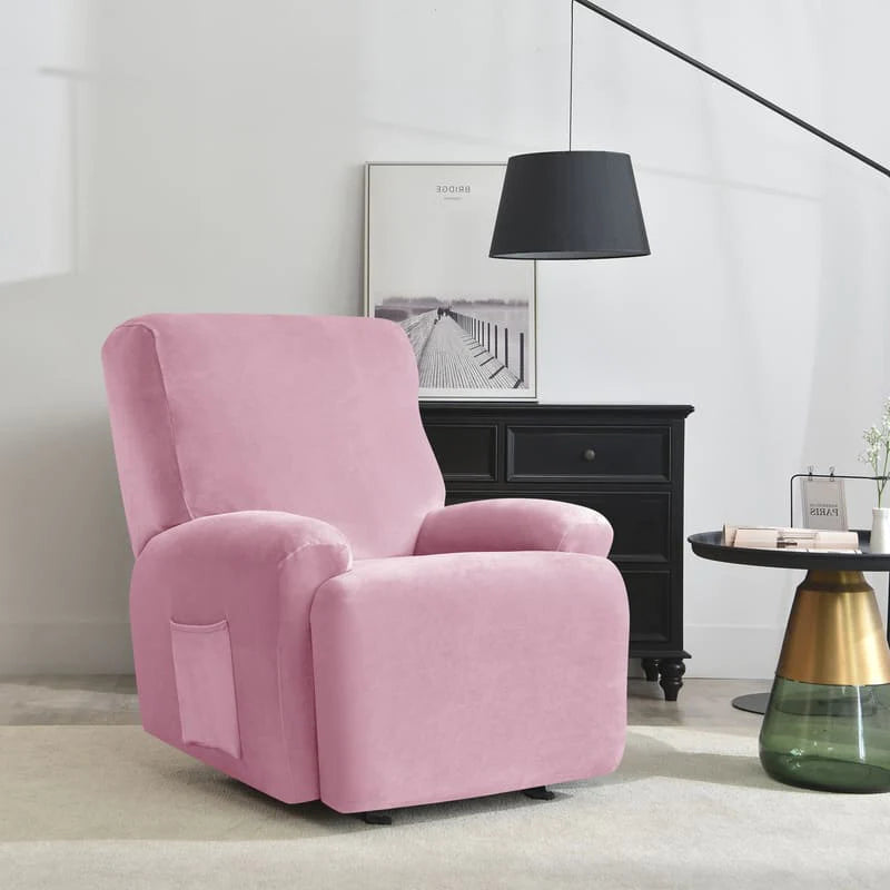 housse pour fauteuil relaxation velours rose vue de profil