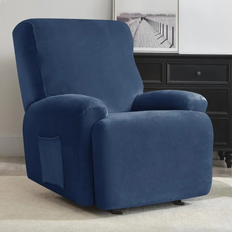 housse pour fauteuil relaxation velours bleue marine