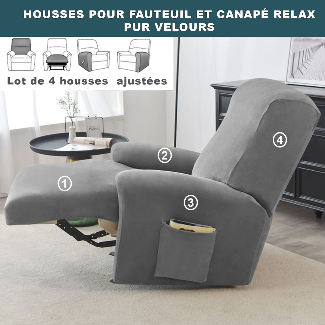 housse pour fauteuil relaxation extensibles 4 pièces