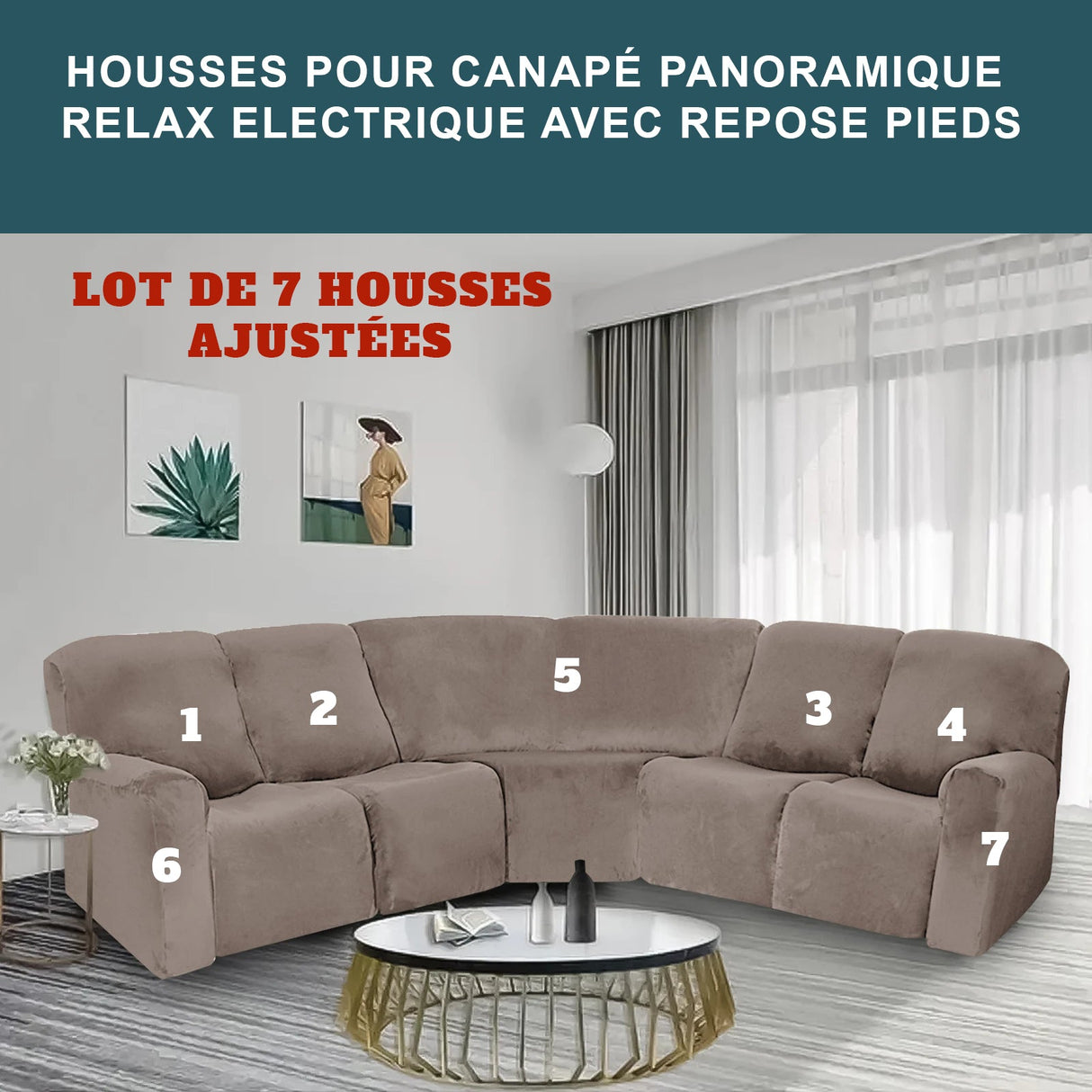 housse de canapé relax panoramique Casaharmony khaki