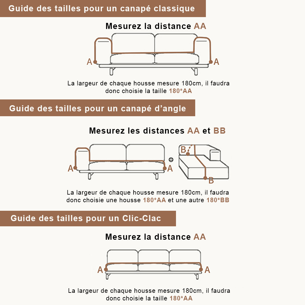 Guide des tailles Jeté De Canapé Luxe