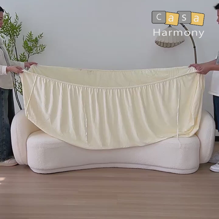 Eigentijdse gebogen bank bedek eigentijdse uitbreidbare hibiscus textuur